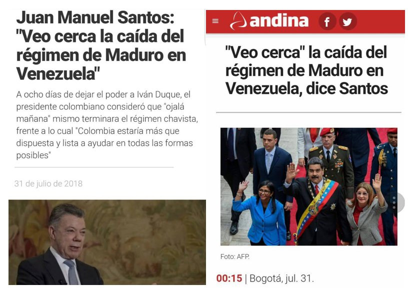 In July, the president of Colombia, Juan Manuel Santos, announced that Maduro's government is coming to an end.