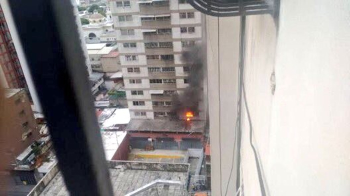 Second drone explosion on the first floor of a nearby building.