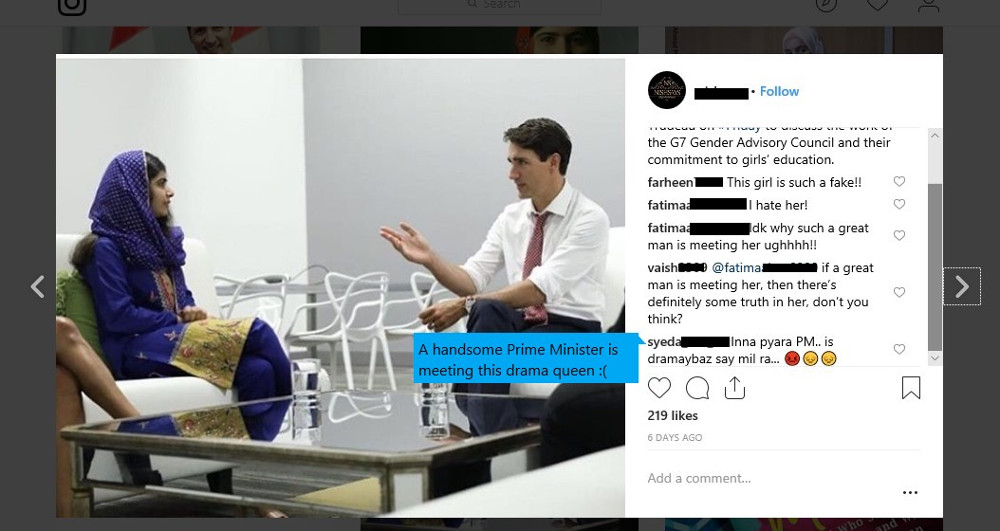 Instagram users call Malala a "drama queen". Photo by: Instagram.