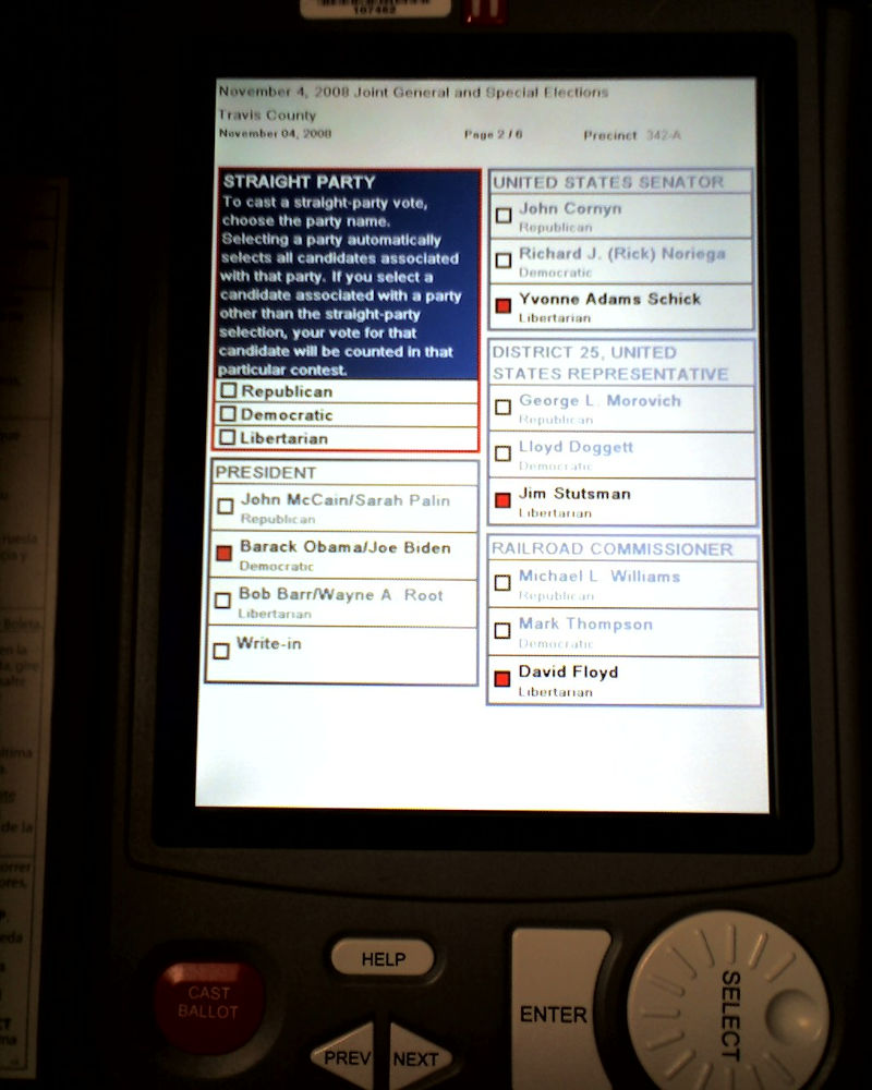 US election: Touchscreen EVM. Photo by:  Tim Patterson.
