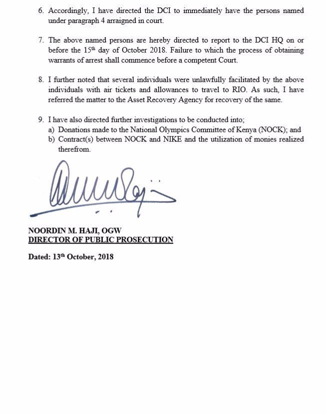 Office of the director of public prosecutions press release regarding the Rio Olympics mismanagement of funds.